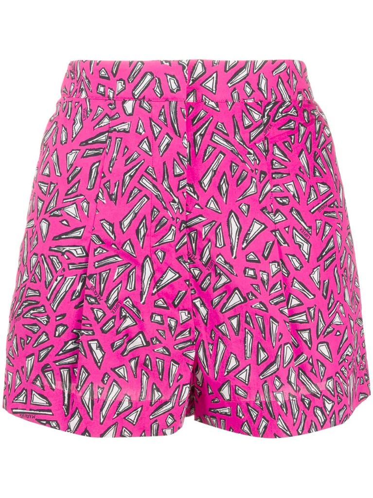 geometric print cotton shorts