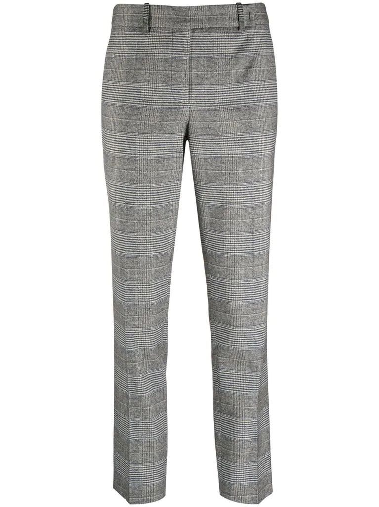 tapered-leg plaid trousers