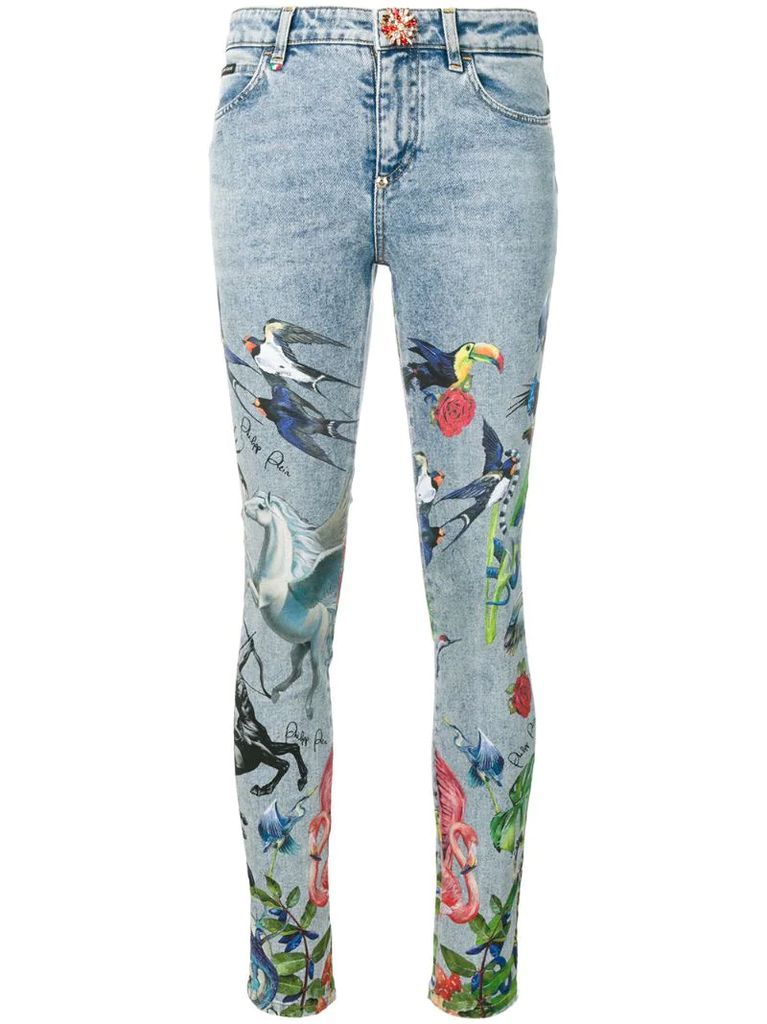 creature print skinny jeans