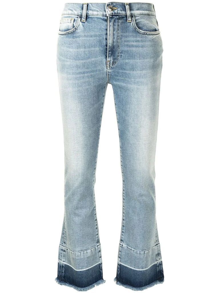mid-rise two-tone flared jeans