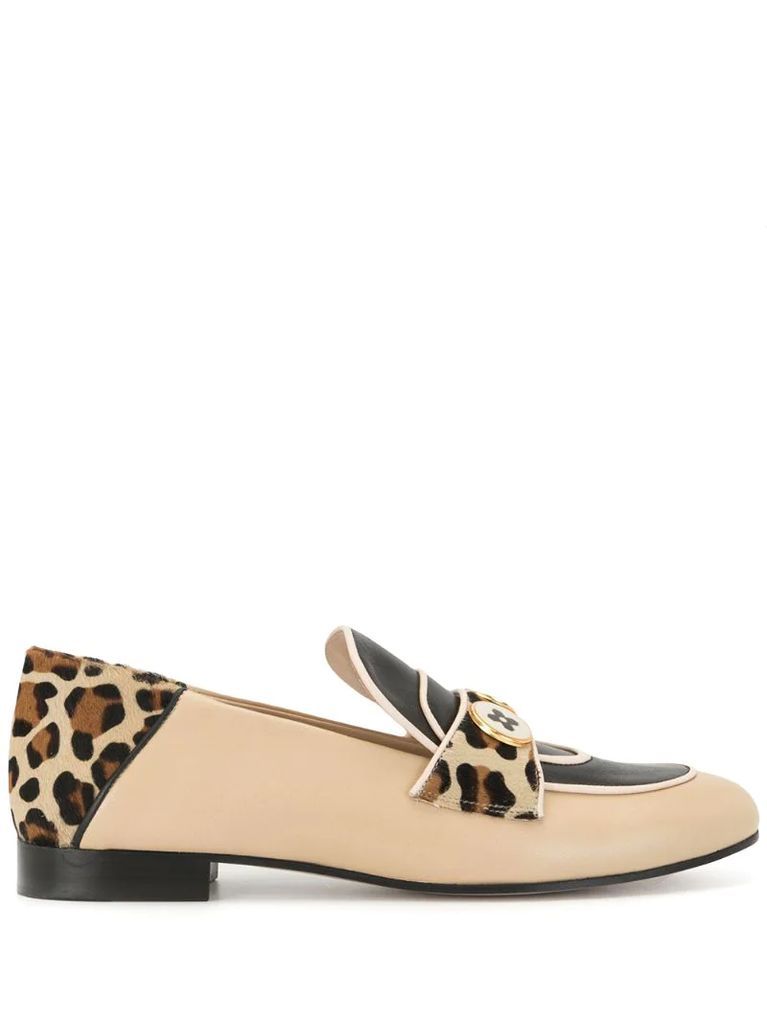 animal-print two-button loafers