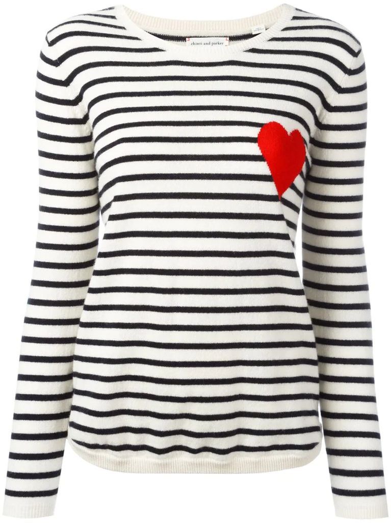 Breton stripe heart jumper