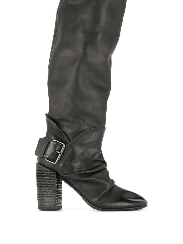 buckle embellished boots