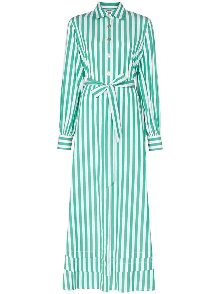 Lily striped maxi shirt dress