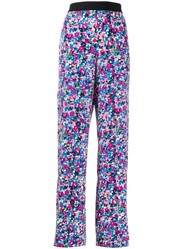 floral print silk trousers