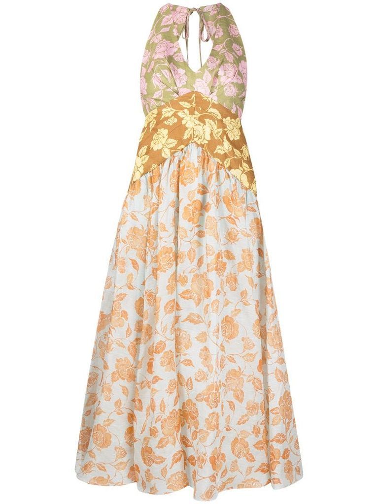 all-over floral print halterneck dress