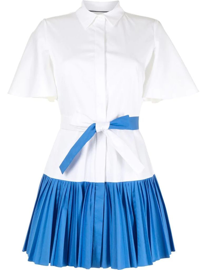 short-sleeved pleated shirt dress