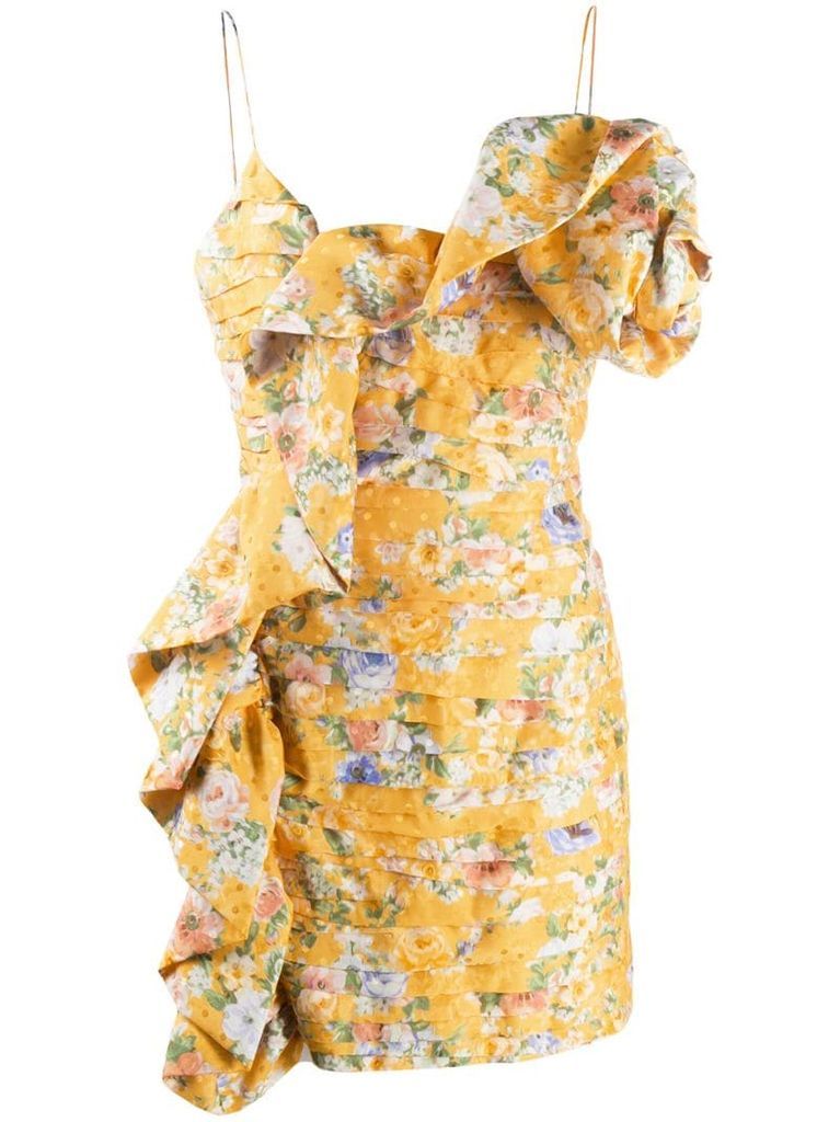 floral print ruffled mini dress