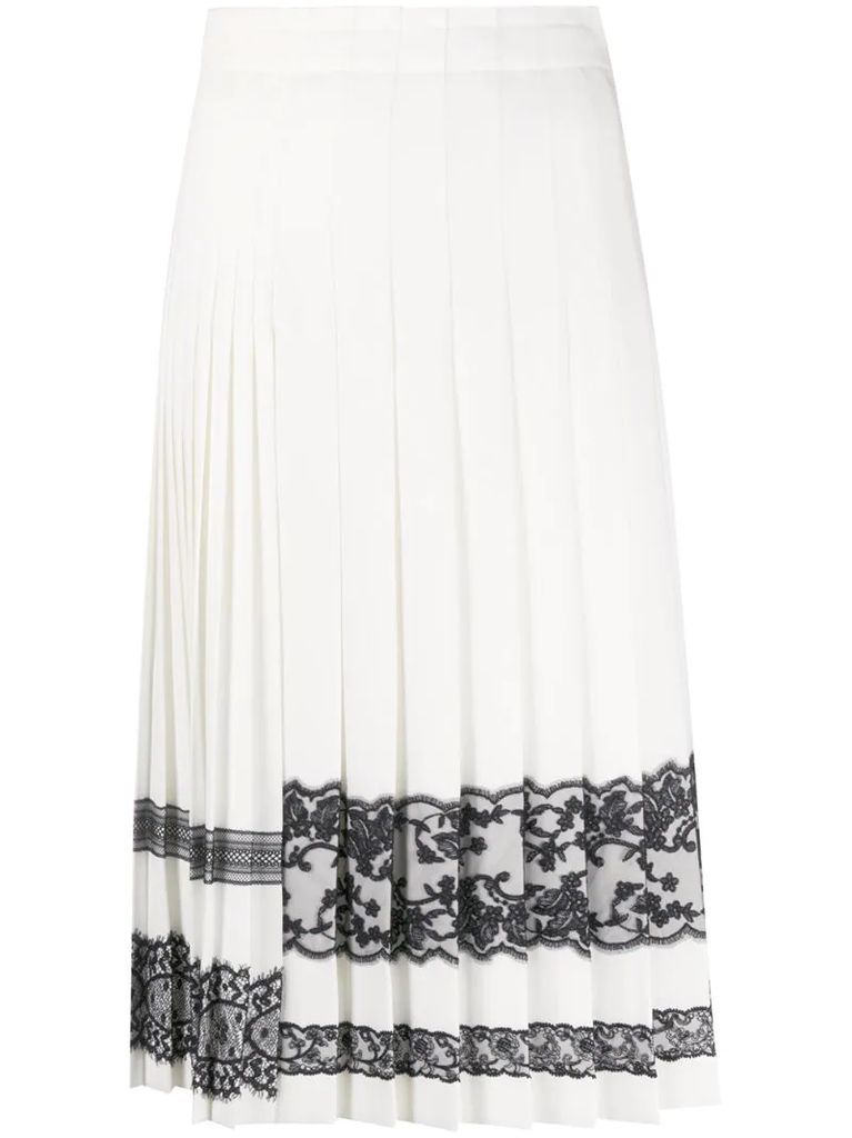 lace-trim pleated skirt