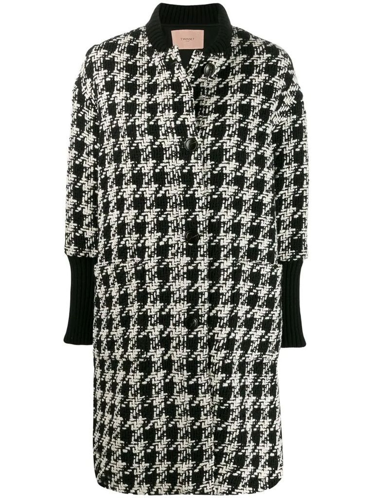 houndstooth single breasted coat