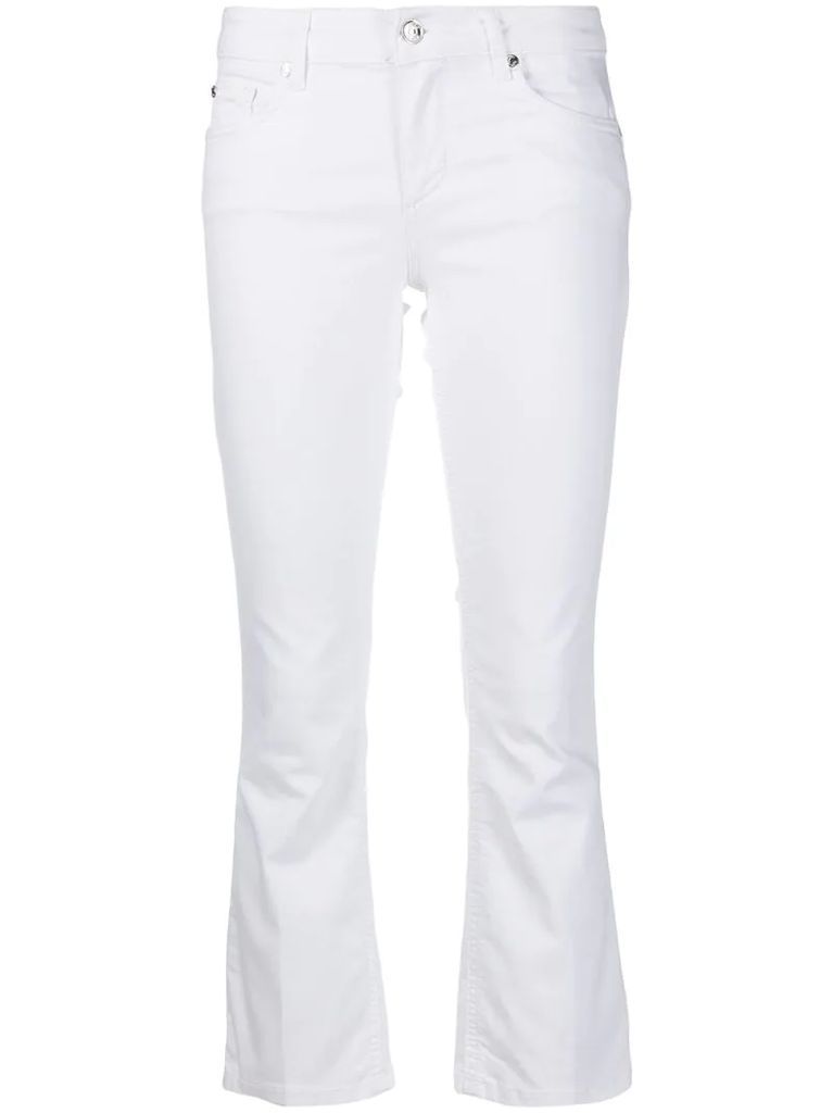 mid-rise flared cropped trousers