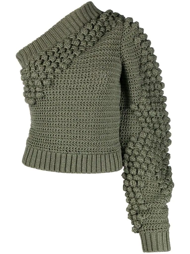 one-shoulder knitted top