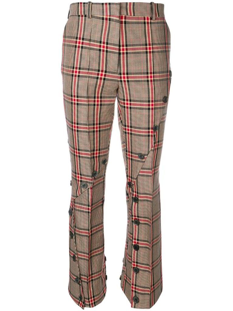checked button trousers