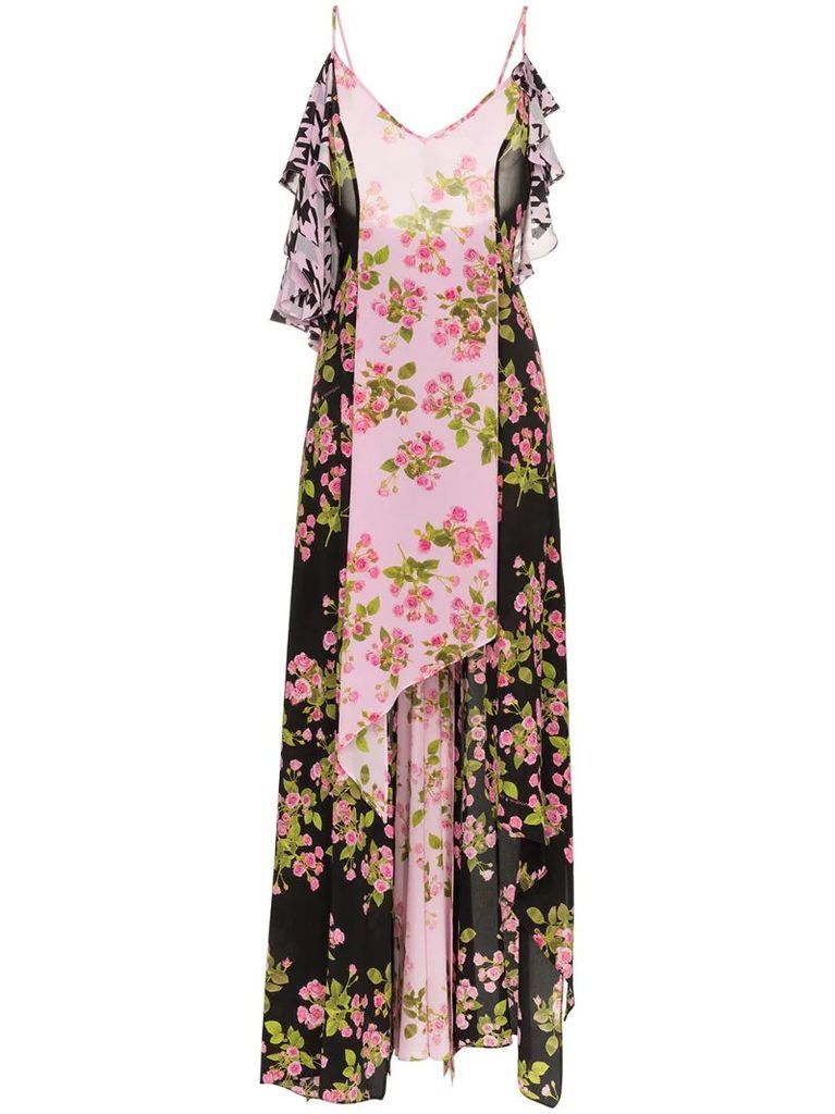 Rose Print Silk Maxi Dress