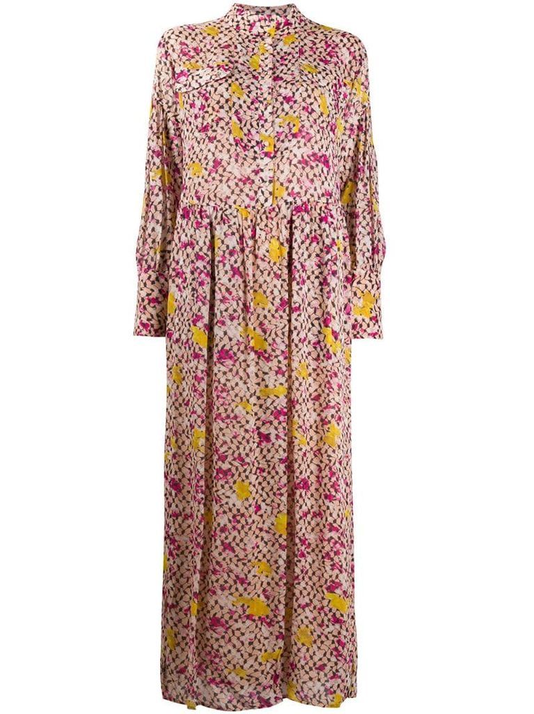floral-print shirt dress