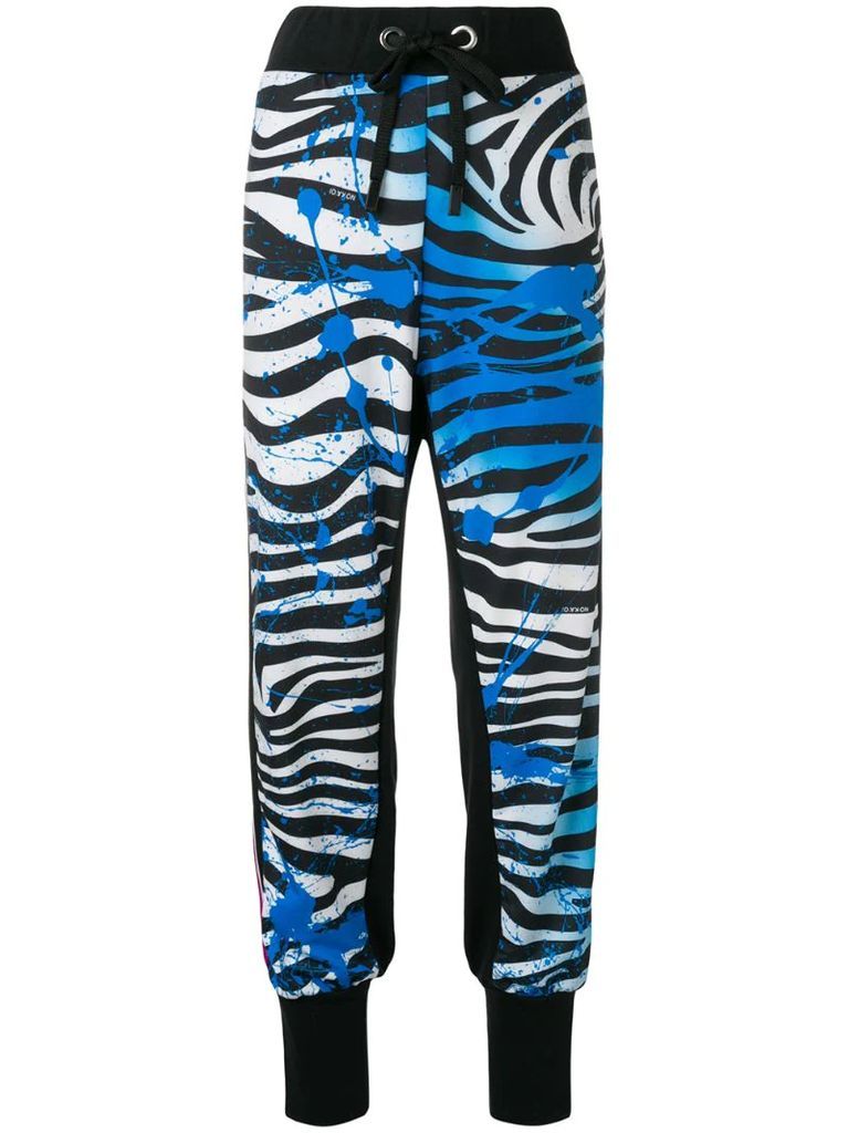 zebra print track trousers