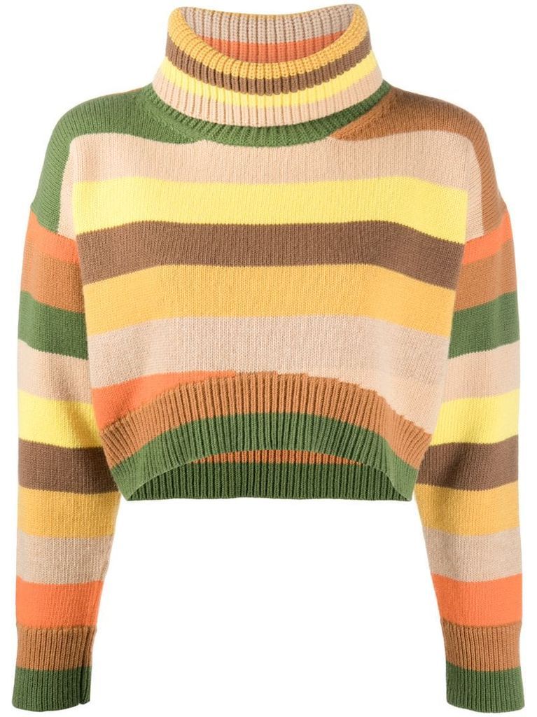 striped cropped merino wool jumper