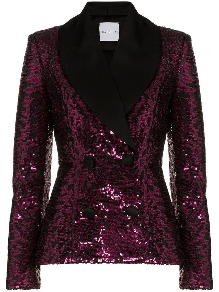 satin-trimmed sequinned blazer