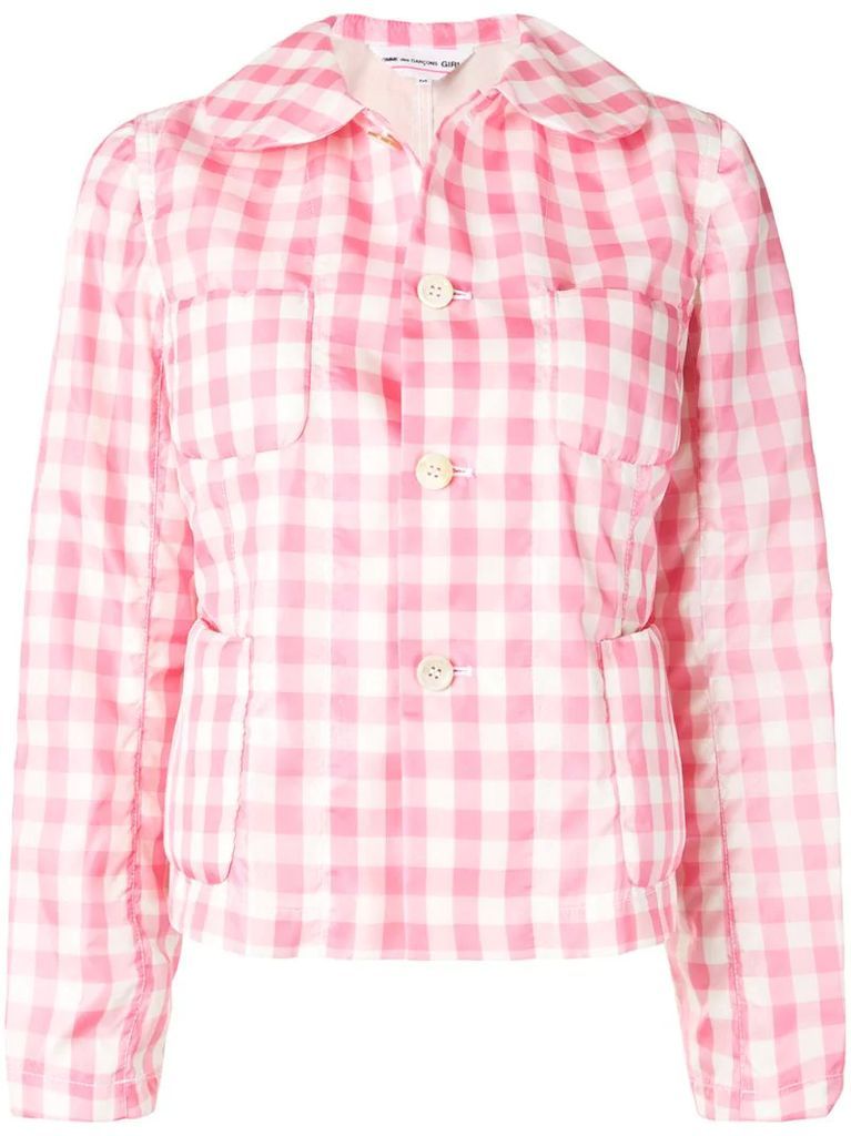 gingham checked fitted jacket