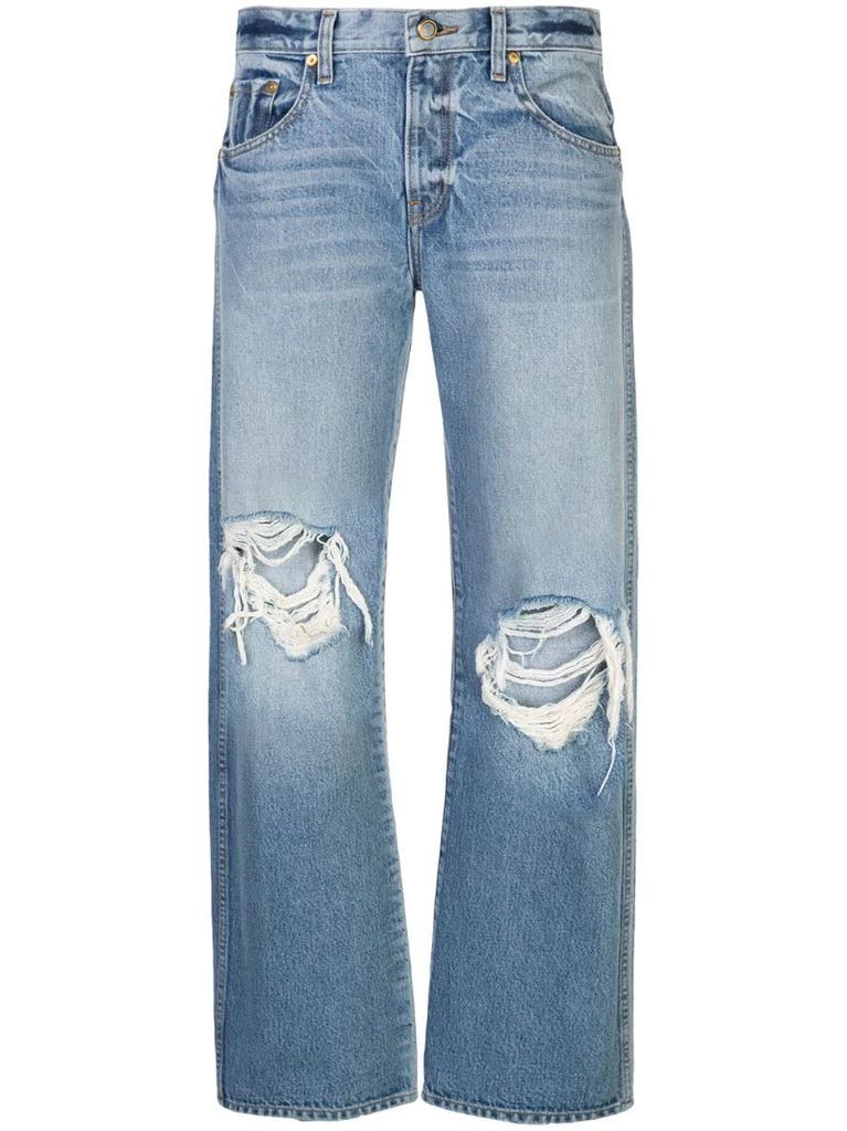 distressed straight fit jeans
