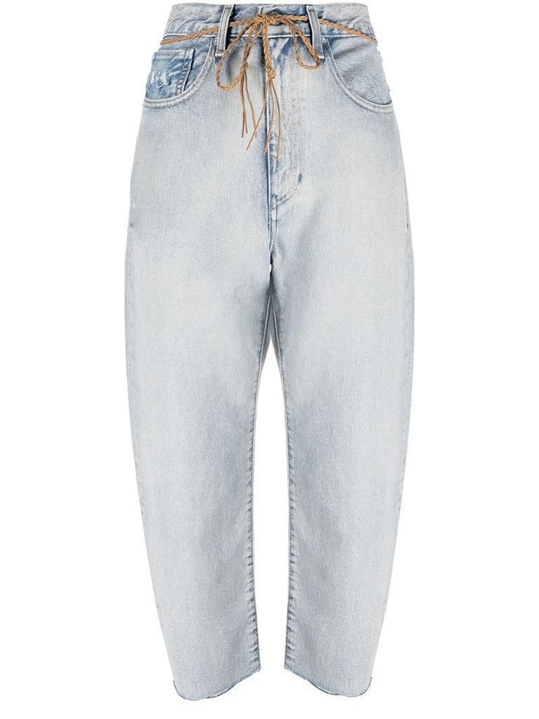 Barrel mid-rise cropped jeans