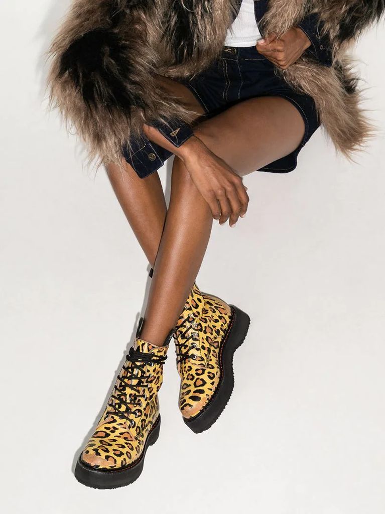 leopard-print leather boots
