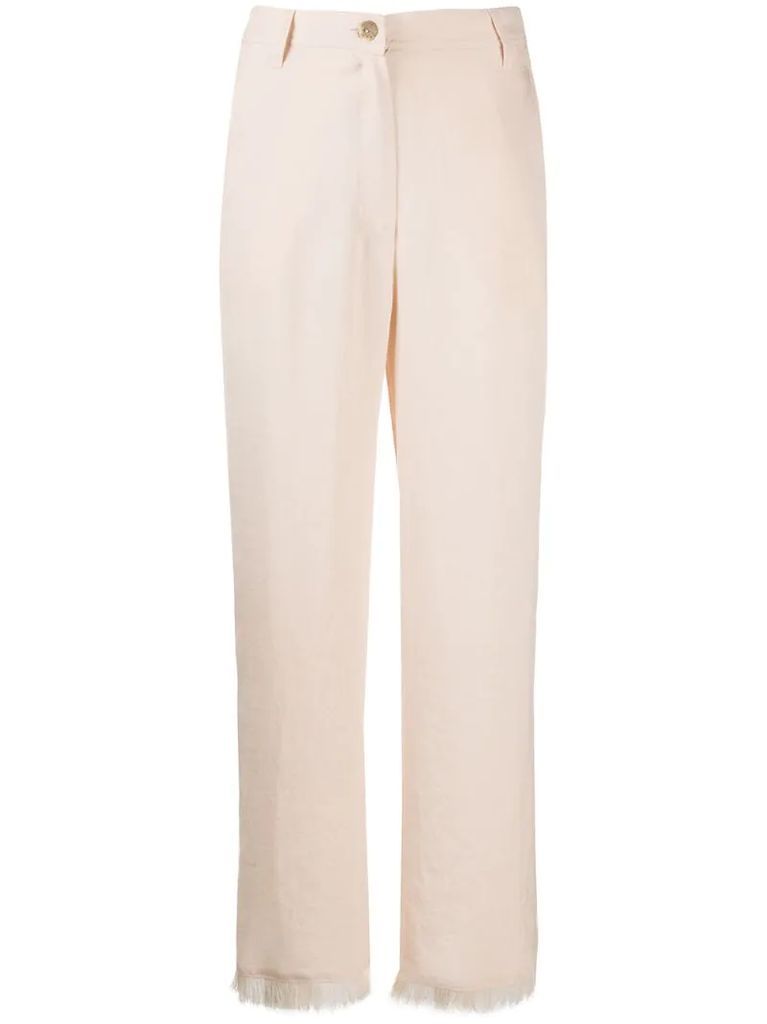 Theo frayed straight-leg trousers