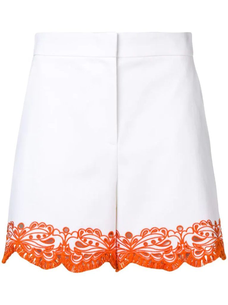 White Sangallo Embroidered Shorts