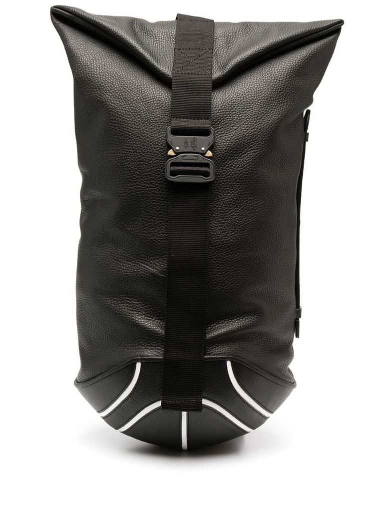 zip-up leather backpack