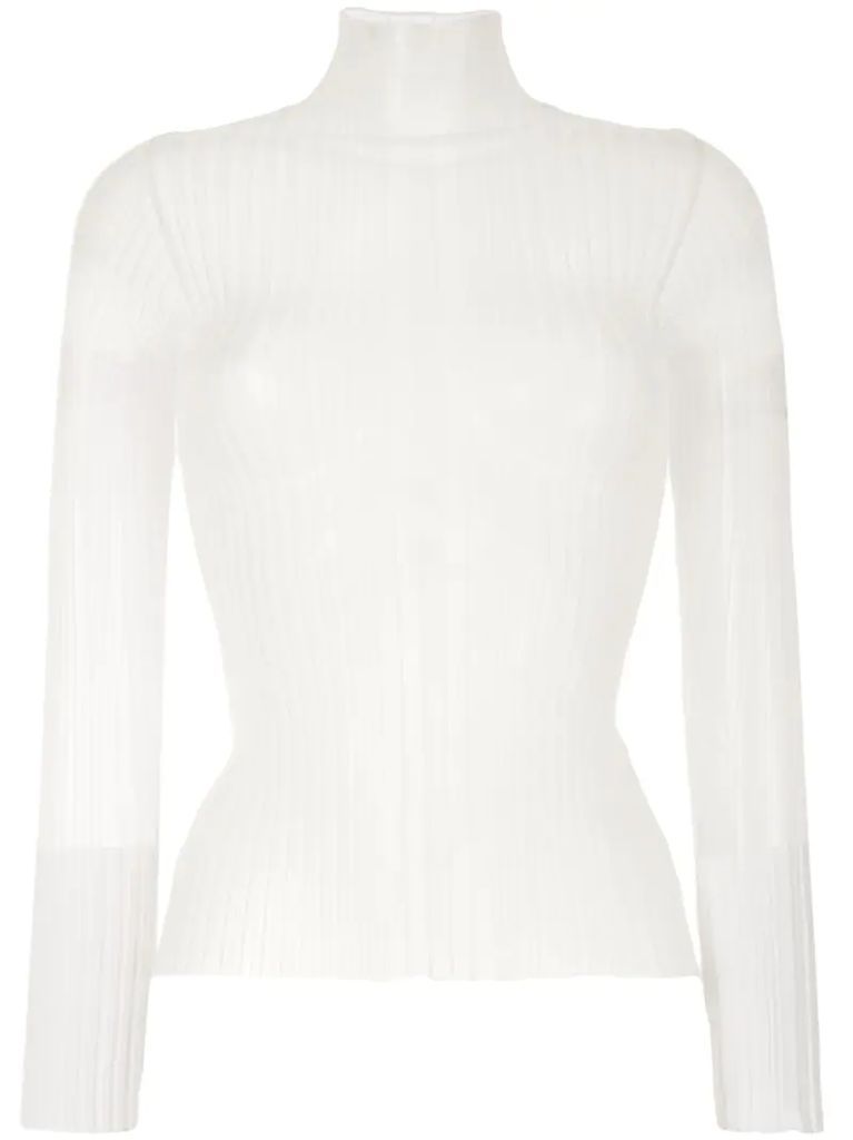 pleated long-sleeved top