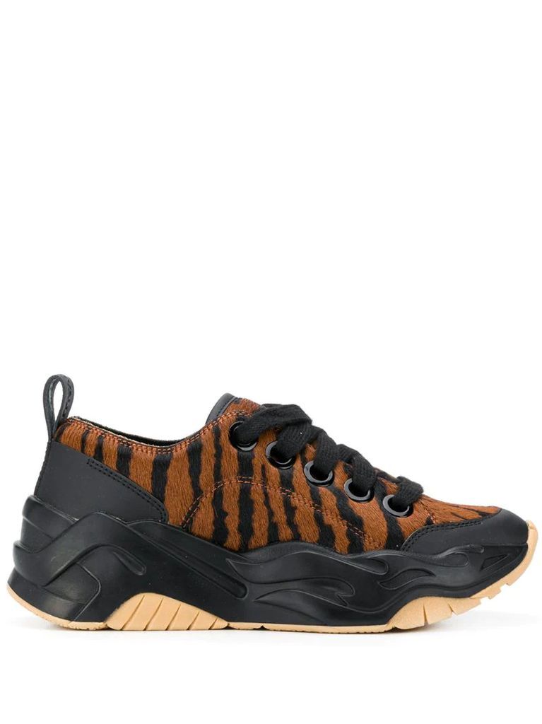 animal-print lace-up sneakers