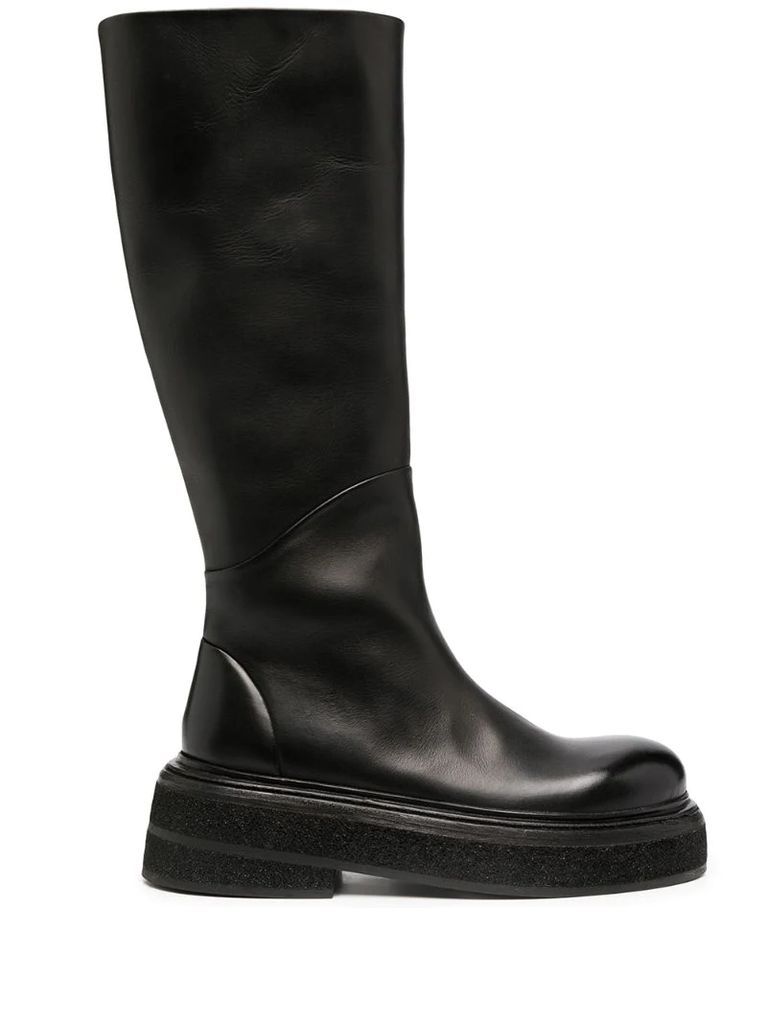 chunky-sole knee-length boots