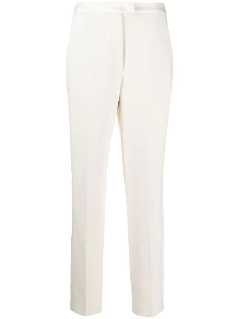 pressed-crease stripe-detail tailored trousers