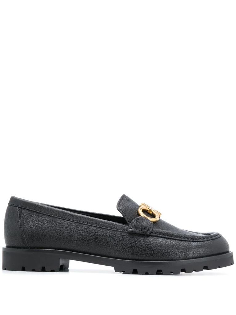 Gancini plaque loafers