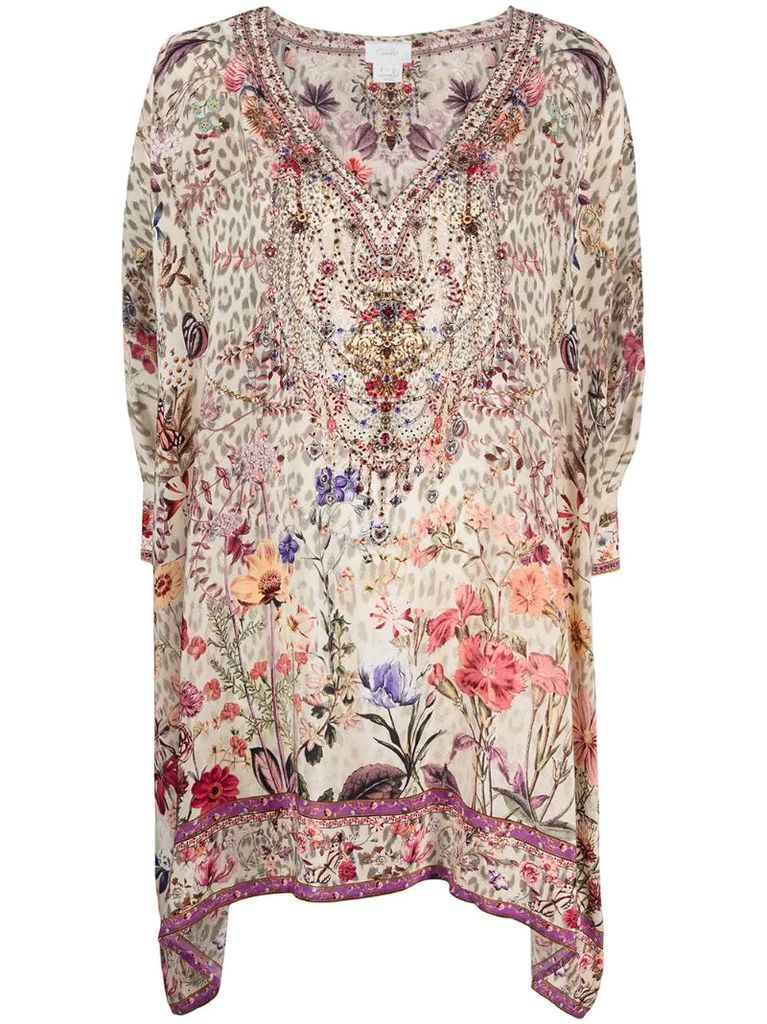 floral kaftan blouse