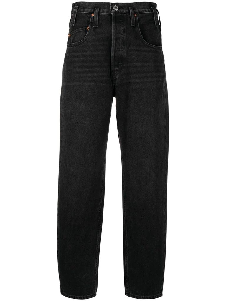high-rise tapered jeans