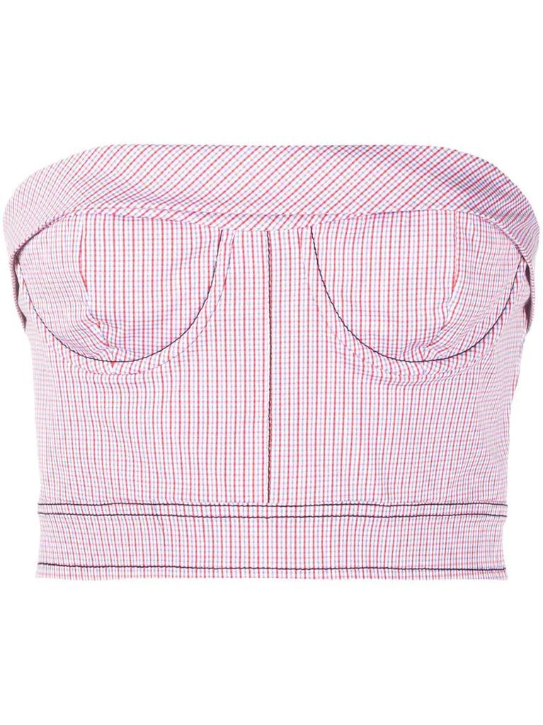 checked bustier top