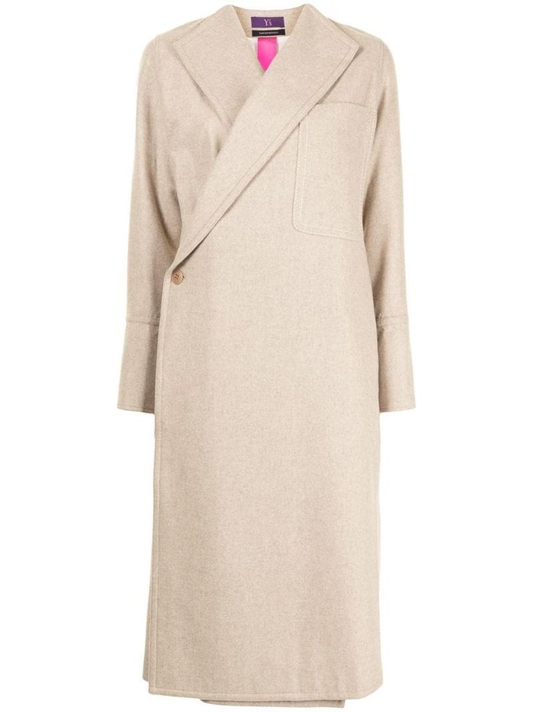 asymmetric front wool coat