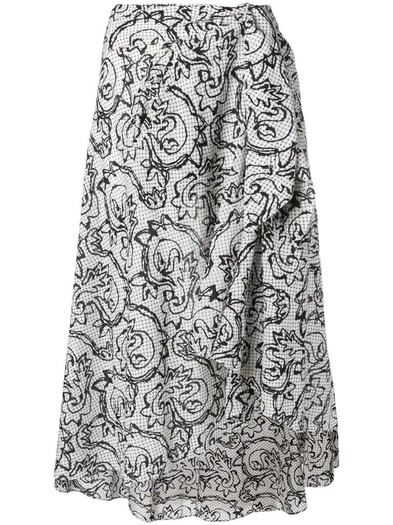 1990's sketch floral skirt