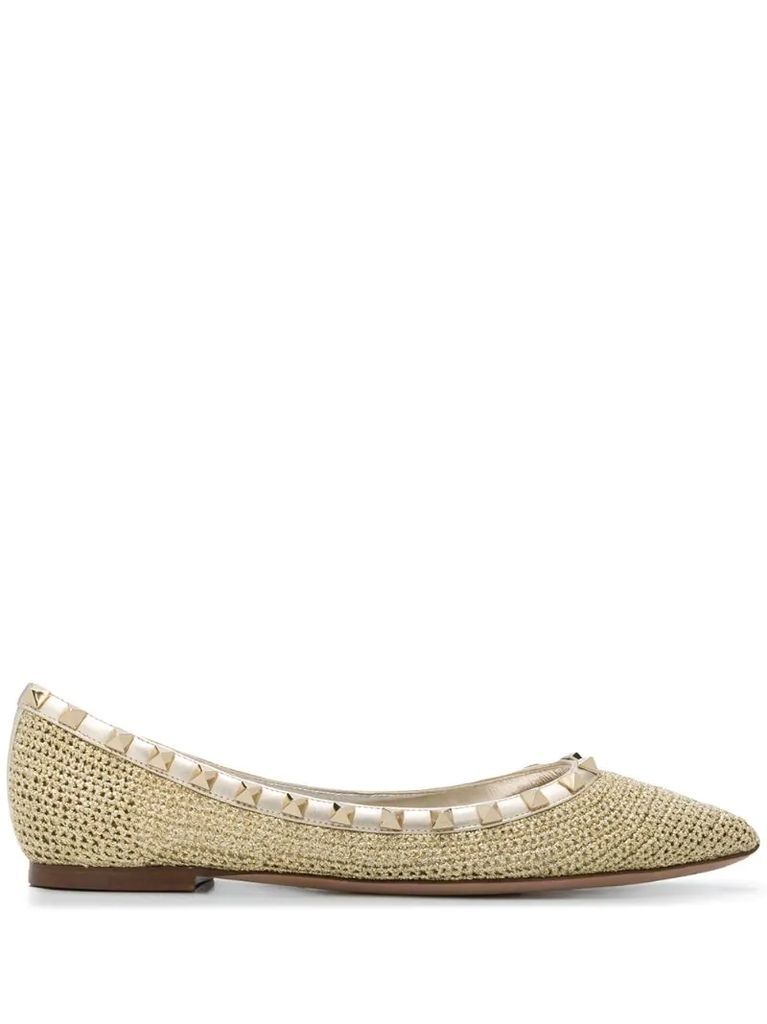 Rockstud knitted ballerina shoes