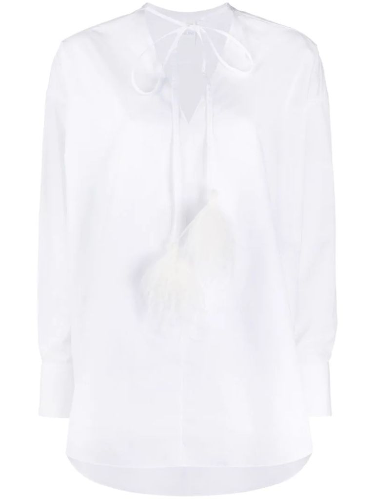 ostrich feather embellished shirt