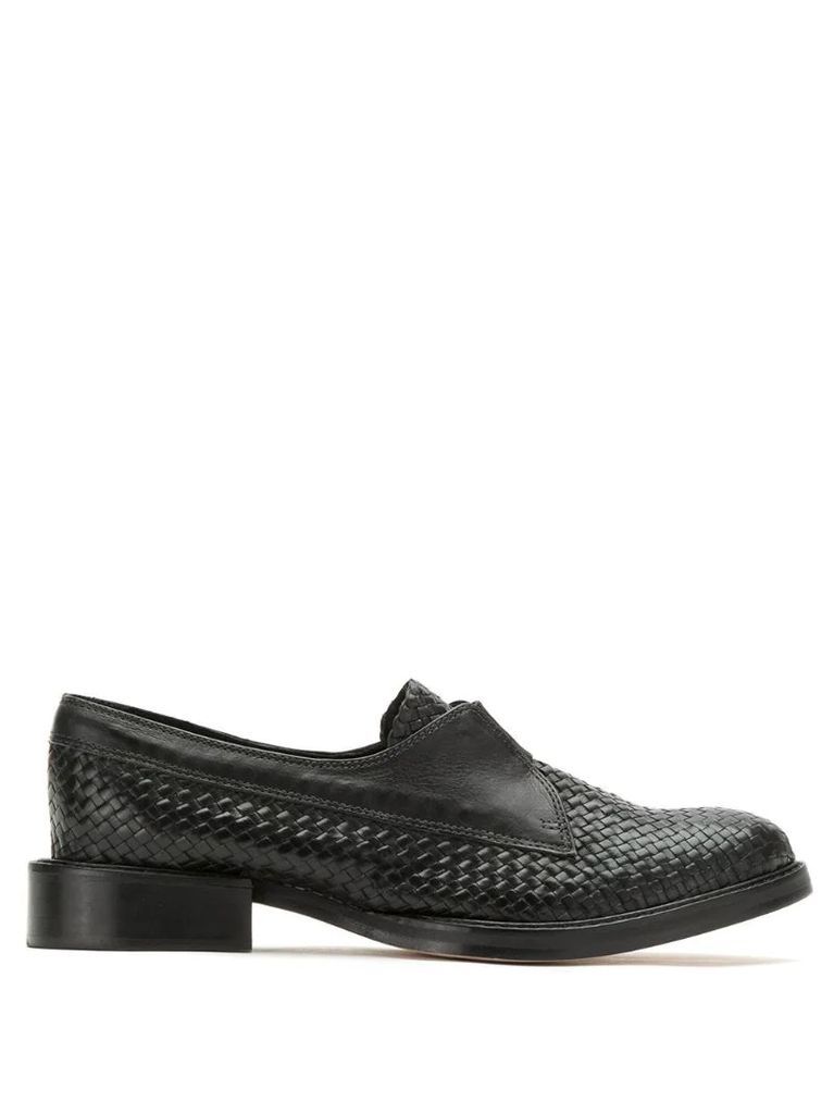 woven-effect loafers