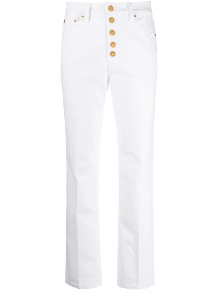 high-waisted slim fit jeans