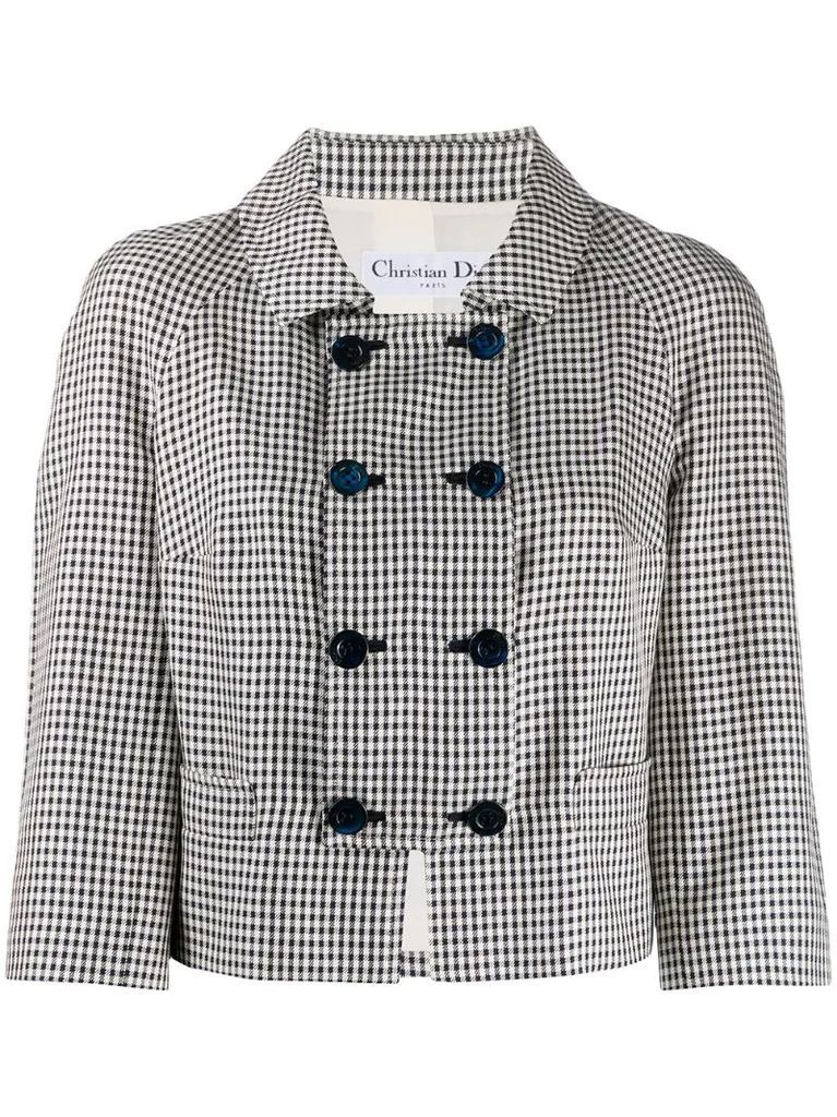 pre-owned houndstooth double-breasted jacket