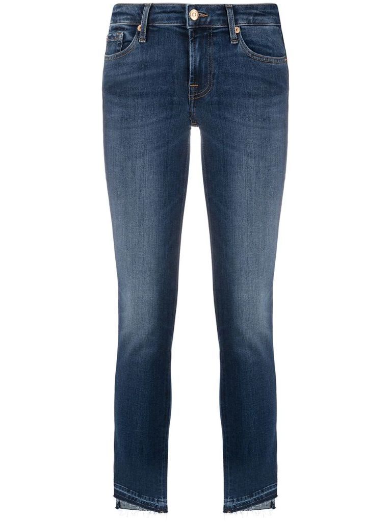 Pyper unrolled diagonal-hem slim jeans