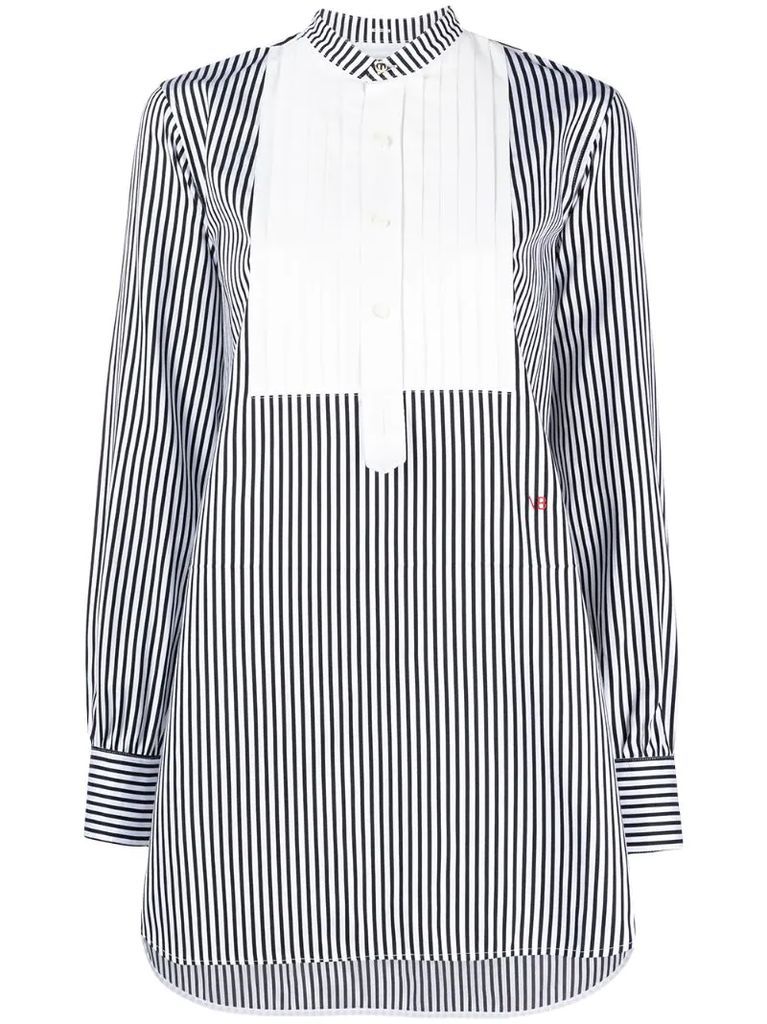 bib collar striped shirt