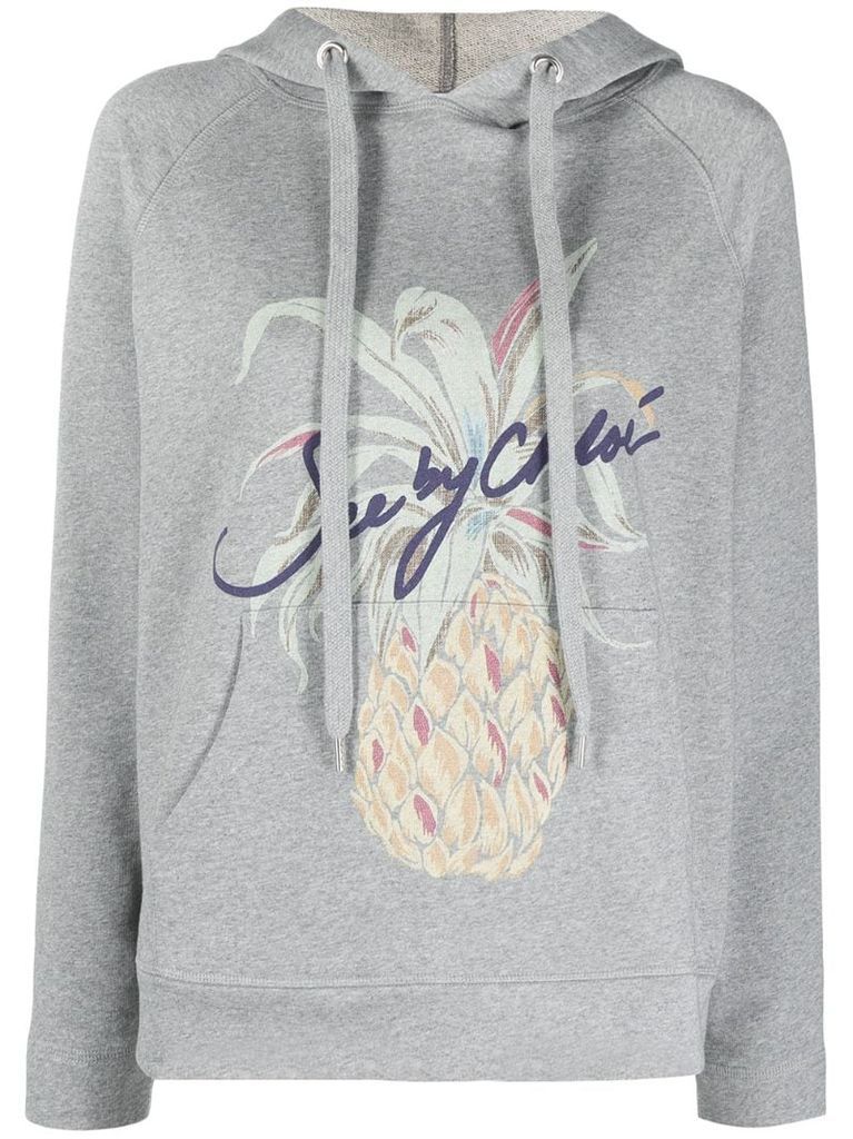 pineapple-print cotton hoodie