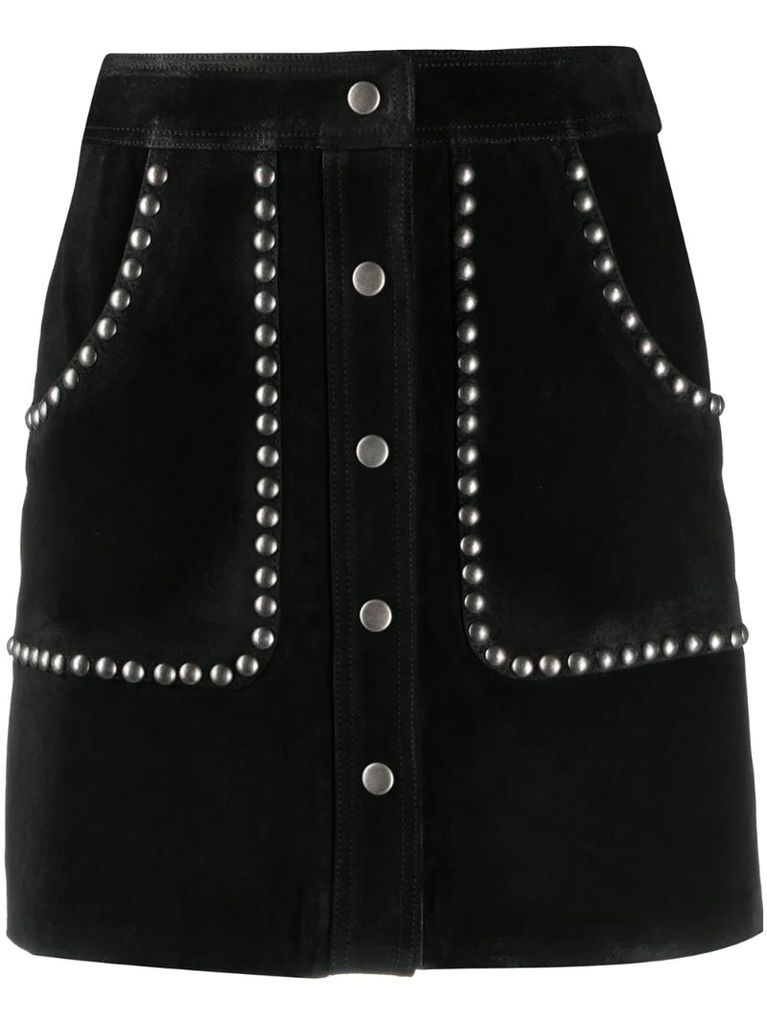 studded buttoned mini skirt