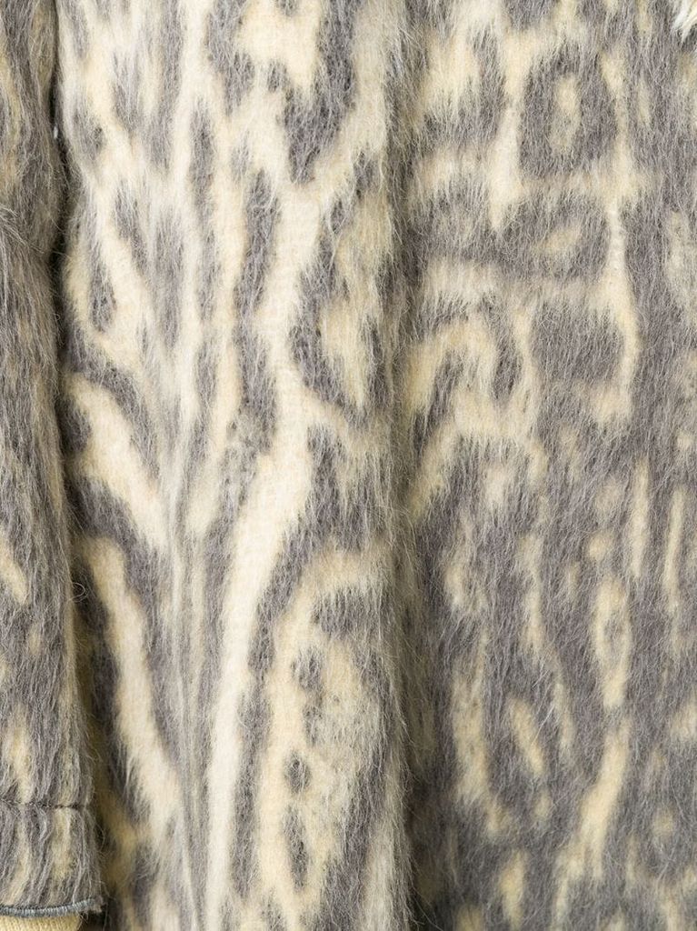 animal print belted midi coat