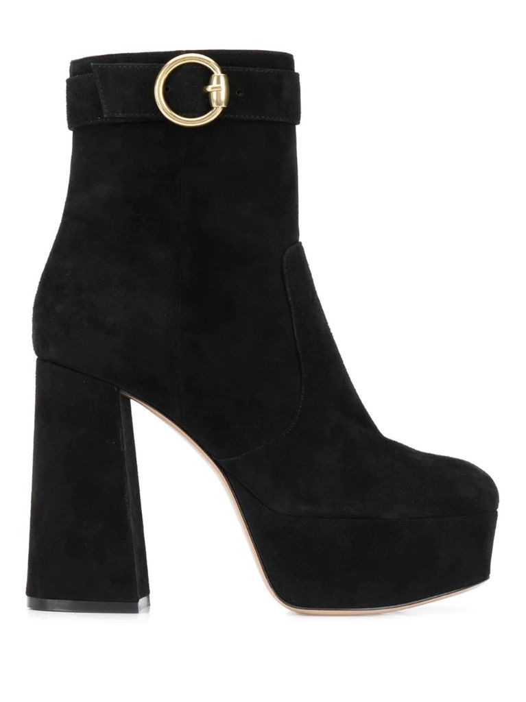 buckled chunky-heel ankle boots